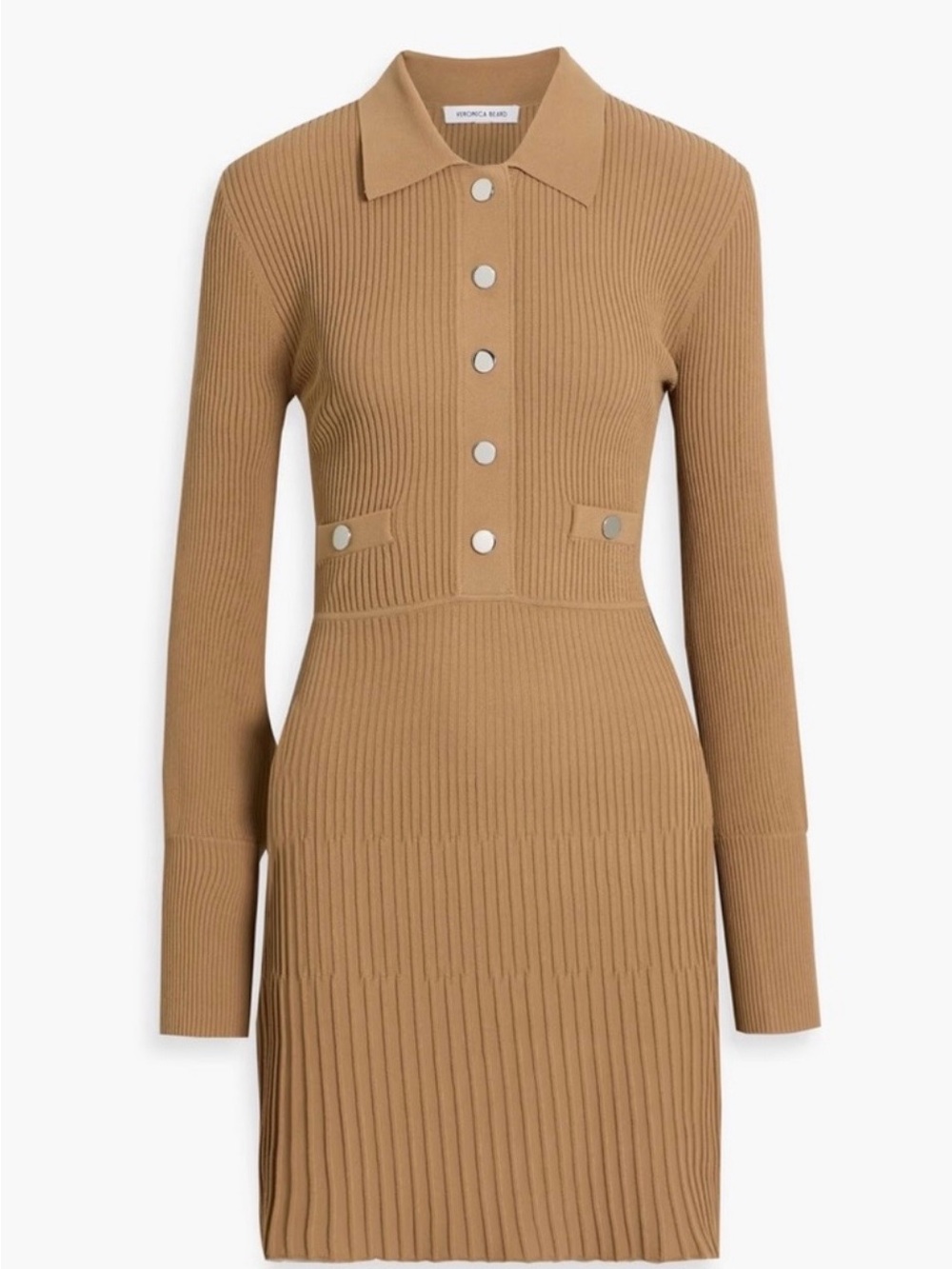 Veronica Beard Lauper Ribbed Knit Dress in Russet Size S